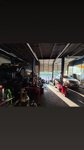 Nick's Tire & Auto wheel alignment bay in Cleveland — precision Hunter alignment rack